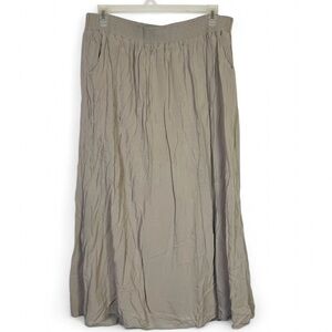 Vintage Y2K Democracy Size XL Peasant Style Maxi Skirt Tan Elastic Waist Solid